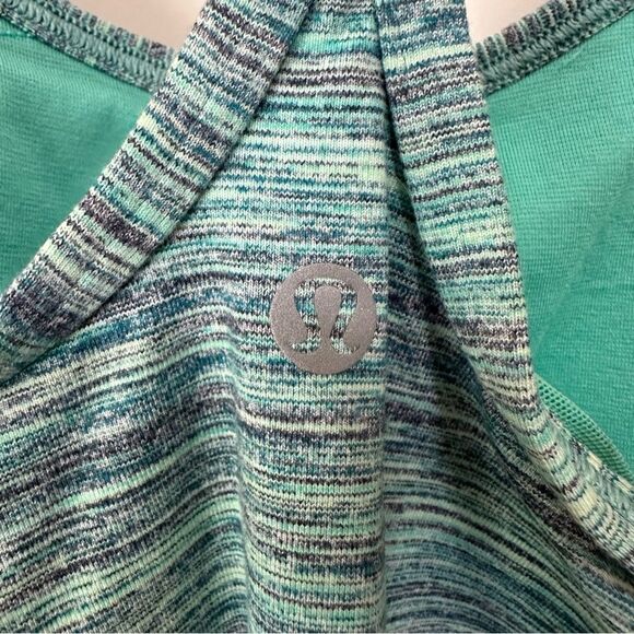 Lululemon Power Y Tank Luon Space Dye Camo Alberta Lake Fresh Teal Size 4 - Picture 3 of 5